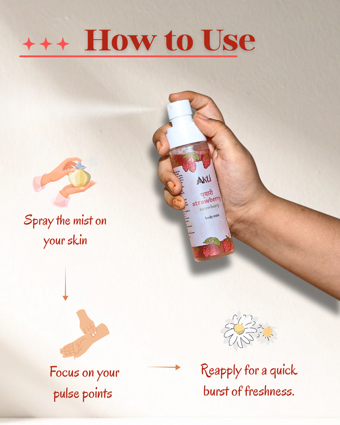 Akti Body Mist - Pyaari Strawberry - Strawberry | 100 ml