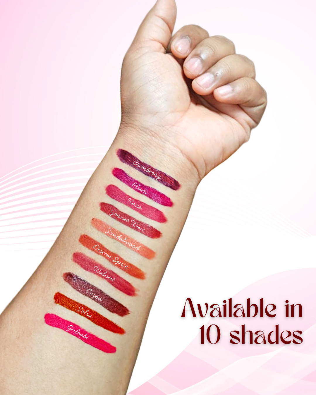 Akti Cosmetics Take Me Along Liquid Lipstick Set of 10 | Long Lasting, Matte Finish, Transfer Proof | Nude, Pink, Red & Brown Shades