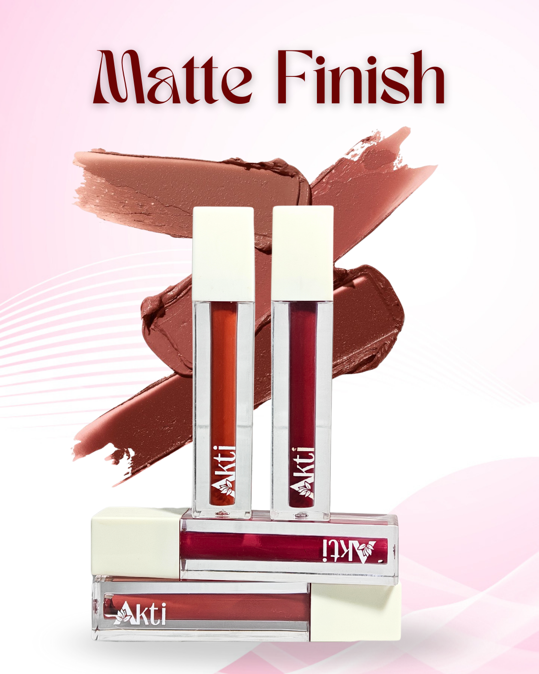 Akti Cosmetics Take Me Along Liquid Lipstick Set of 10 | Long Lasting, Matte Finish, Transfer Proof | Nude, Pink, Red & Brown Shades