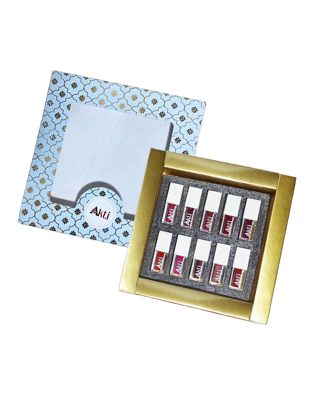 Akti Cosmetics Take Me Along Mini Liquid Lipstick Set of 10 | Long Lasting, Matte Finish, Transfer Proof | Nude, Pink, Red & Brown Shades (Copy)