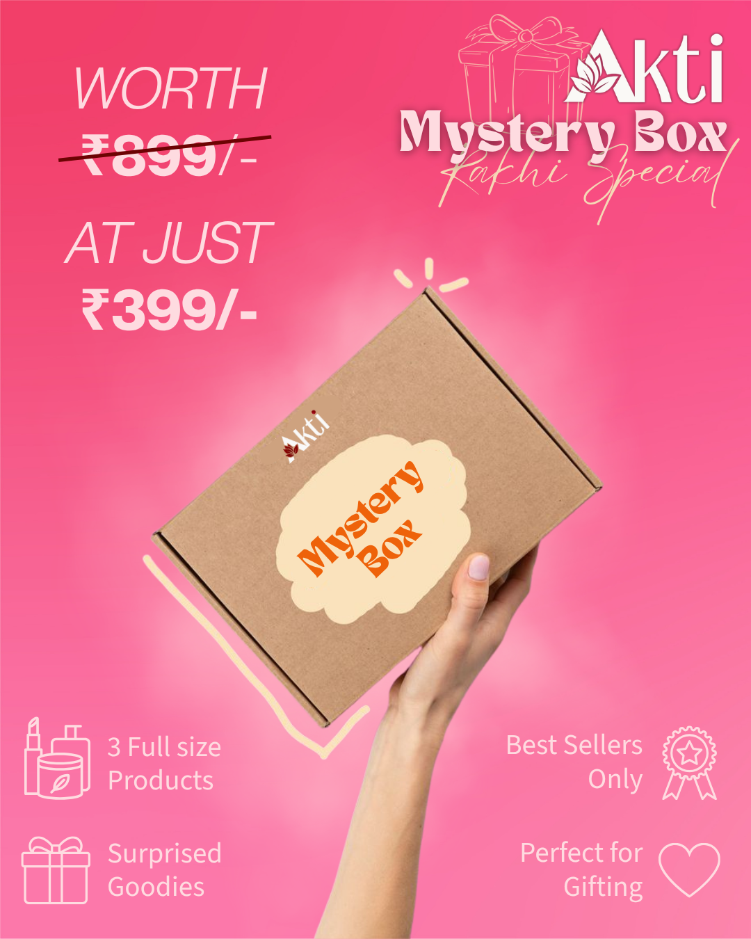 Akti Mystery Box - ₹399 | 3 Full size products worth ₹899+ | Rakhi Special